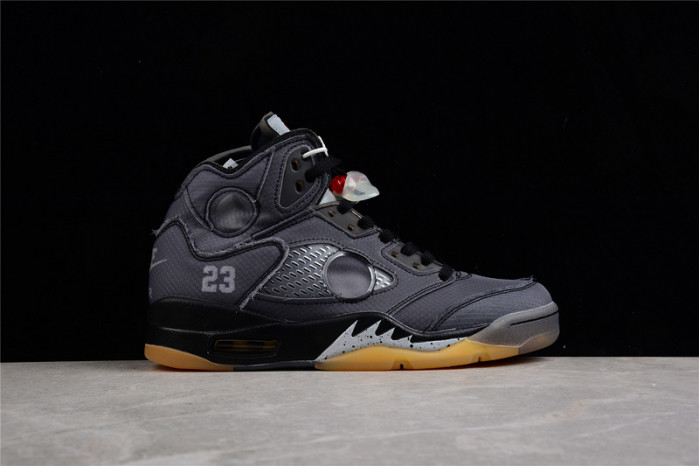 OW Air Jordan 5 SP Black Muslin Fire Red CT8480-001